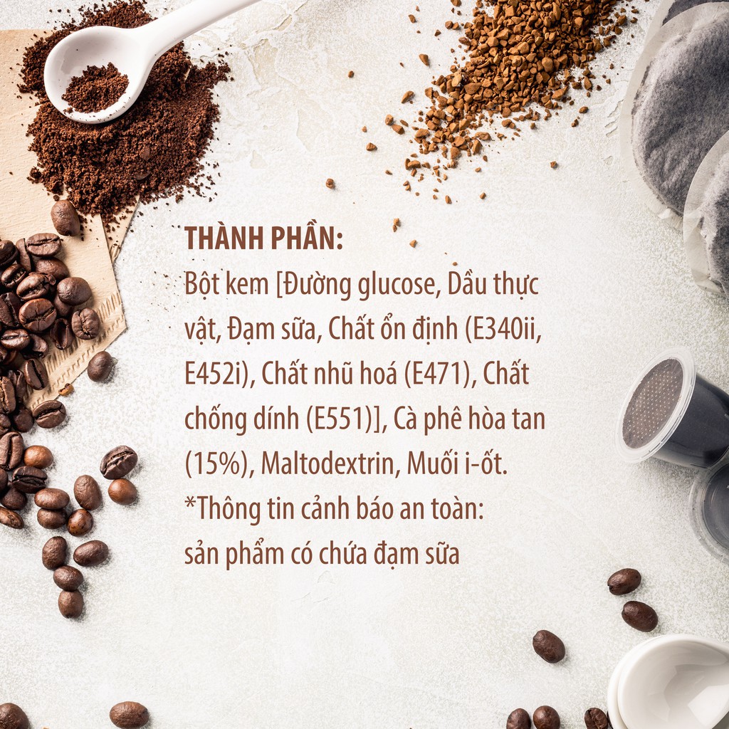 Cà Phê Hòa Tan 2IN1 Cà phê và bột kem không sữa KING COFFEE - Hộp 15 gói x 10g - Không đường