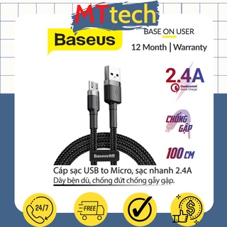 Cáp sạc nhanh đồng bộ dữ liệu Baseus Cafule Micro dây bện dù dài 1M/2M/3M cho Android - MTtech