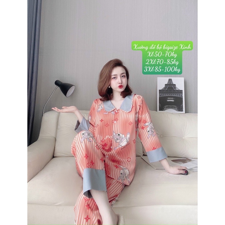 Đồ bộ bigsize Dài cổ sen tay lỡ sang chảnh 50-100kg chất lụa mềm mịn | BigBuy360 - bigbuy360.vn