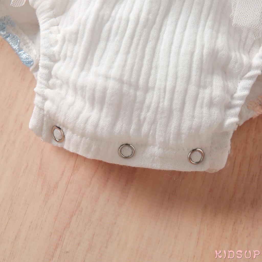 Áo liền quần không tay thêu hoa cho bé gái