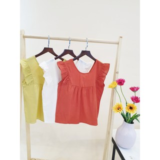 Áo babydoll sát nách bèo tay cổ tròn