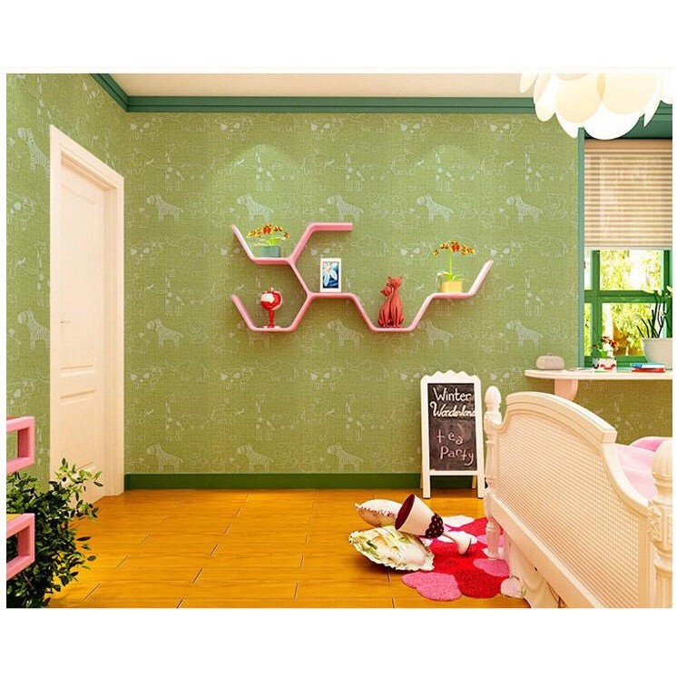 Decal giấy dán tường vườn thú xanh
