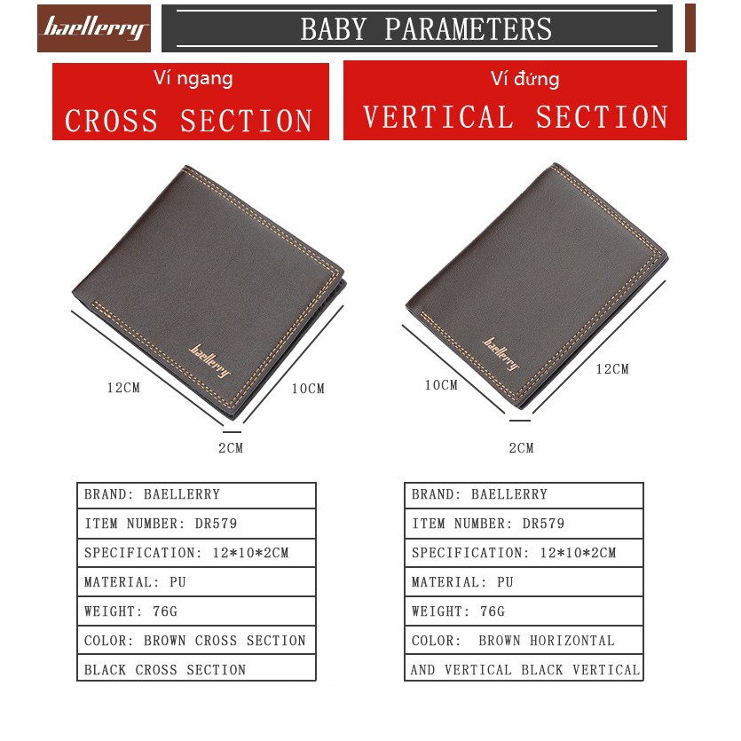 Ví tiền nam cao cấp doanh nhân dạng ngắn