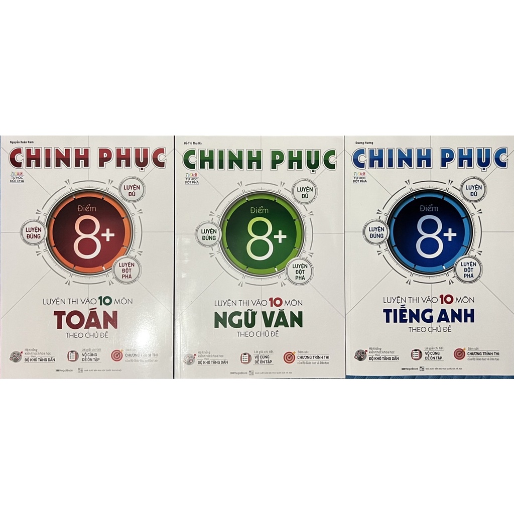 Sách - (Combo 3 cuốn) Chinh Phục Luyện Thi Vào Lớp 10 Môn Toán - Văn - tiếng Anh (Theo chủ đề)