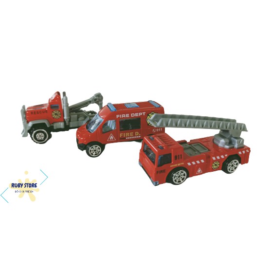 ĐỘI CỨU HỎA 1 - HỘP 8 XE CỨU HỎA, MÁY BAY BẰNG SẮT DIE-CAST (Mô hình)