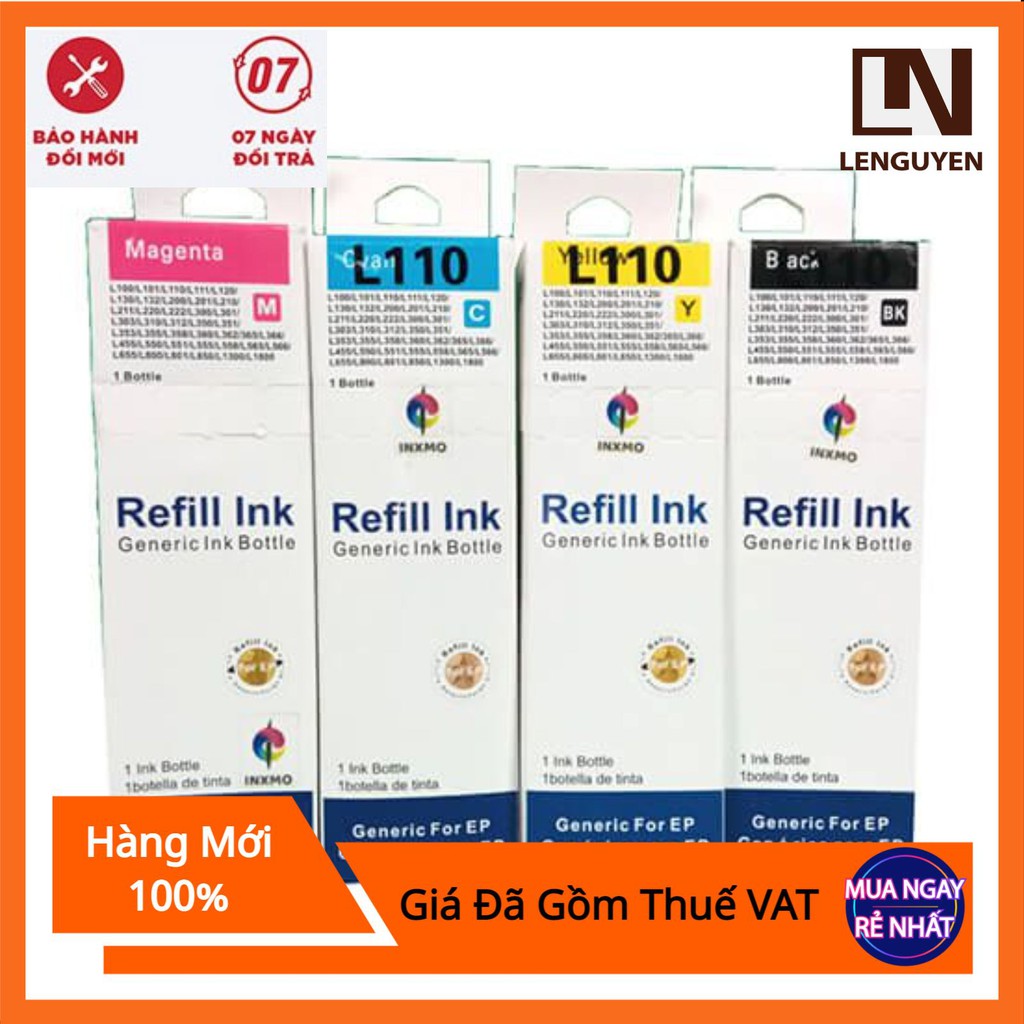 Bộ Mực in phun màu 100ml cho máy in phun Epson L310, L360, L805, T60, L800, L120, L1300, L1800... Chất lượng