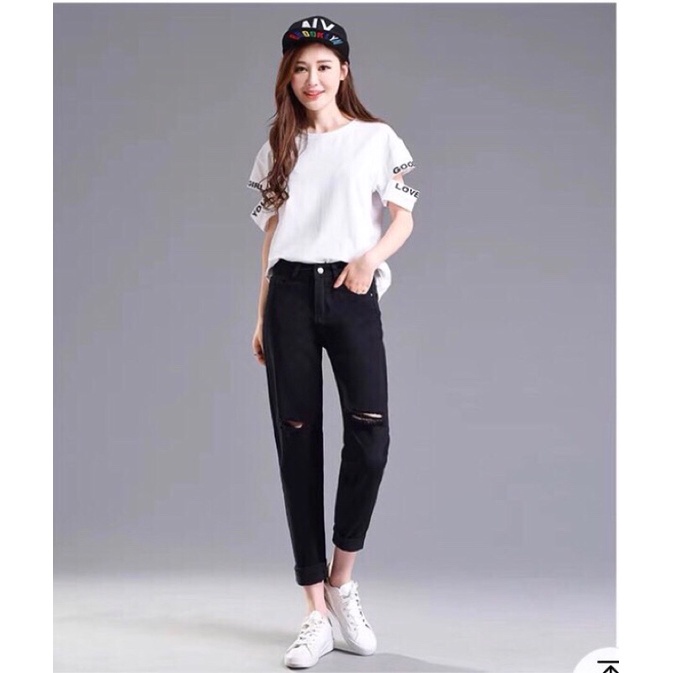 Quần jean bò baggy nữ cạp cao hàng Quảng Châu phong cách Hàn Quốc sành điệu style năm 2022