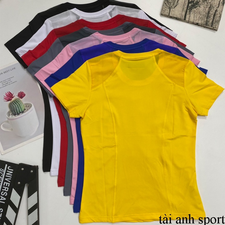 Áo nữ tập Gym, Yoga, Aerobic tay ngắn, chất thun 4 chiều - Naqiyayabei lưới lưng