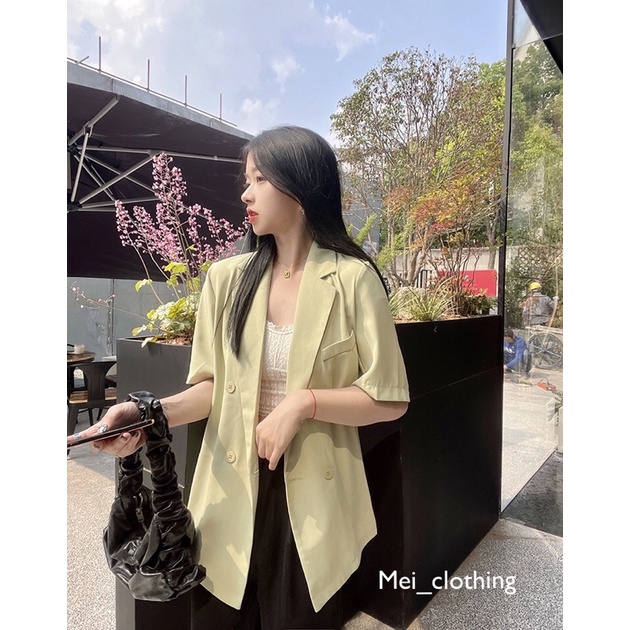 Áo Blazer cộc tay KHÔNG TÚI Quảng Châu hàng đẹp/ Vest nữ tông màu nhẹ nhàng