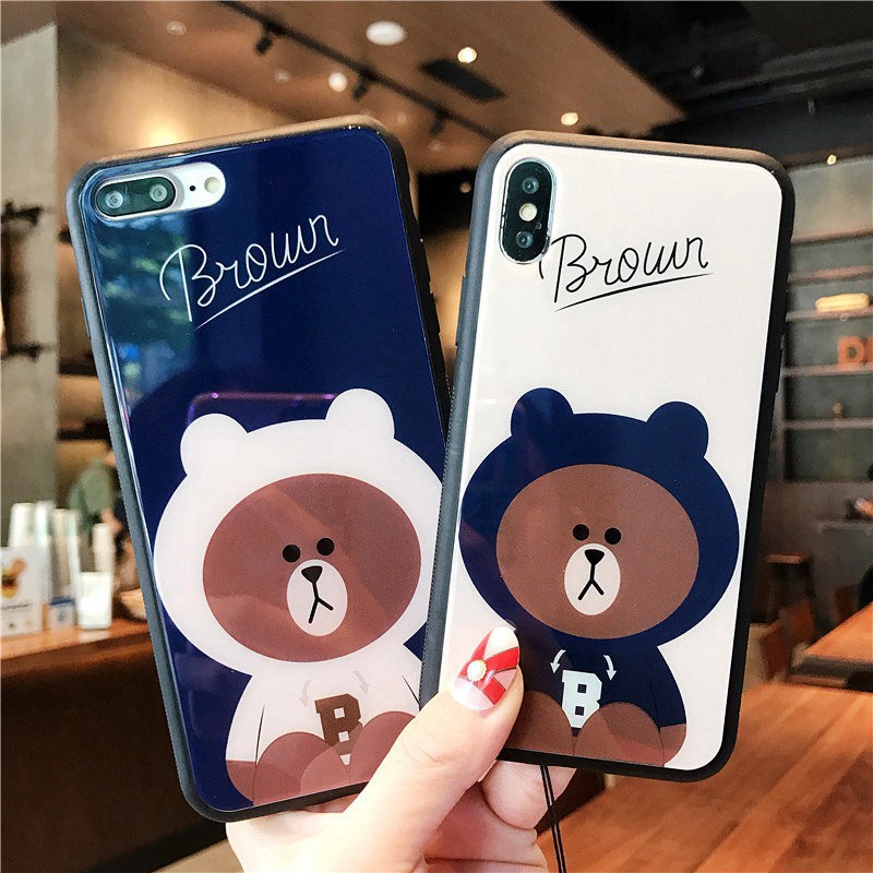 [ OPPO ] Ốp Lưng Kính Cường Lực Gấu Brown - A055 | BigBuy360 - bigbuy360.vn