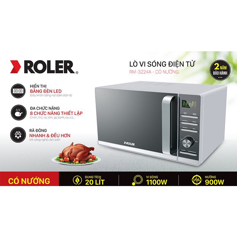 Lò vi sóng điện tử có nướng 20 lít Roler RM-3224A