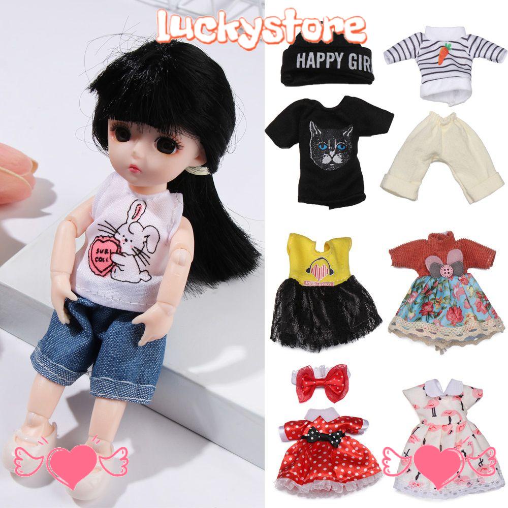 ✦LUCKY✦ Kids DIY 16~17cm Dolls Dresses 1/8 BJD Changing Dressing Game Doll Clothes and Accessories Wedding Party Multistyles Gift Toys Handmade Dollhouse Doll Outfit