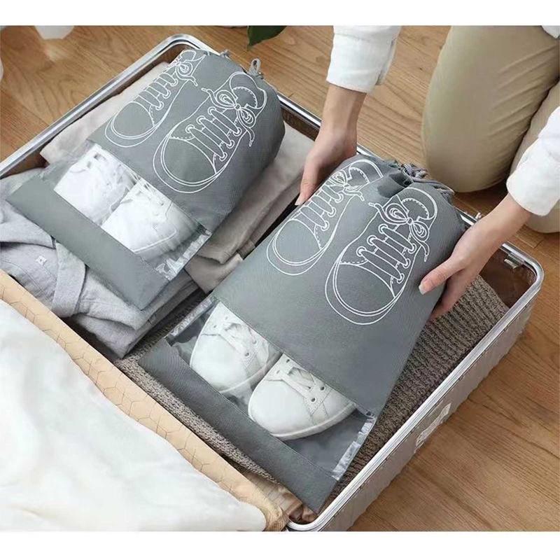 Túi Đựng Giày Thể Thao Bằng Vải Không Dệt Chống Nước Chống Bụi Có Dây Rút Cho Nam Nữ