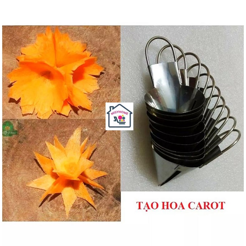 Xoáy hoa cà rốt xoáy inox phễu xoáy tỉa hoa trang trí món ăn vặt tiệc sinh nhật nhà hàng gia đình liên hoan MISY HOME