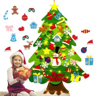 DIY Felt Christmas Tree With Ornaments String Light