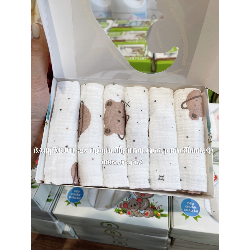 Khăn sữa xô Mipbi hộp 6 cái KT 30x30cm