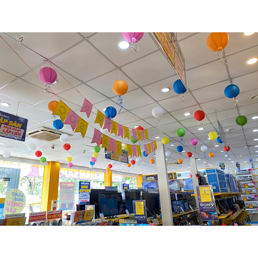 Combo 30 đèn lồng vải chống nước 25cm: 10 đỏ, 10 trắng, 10 vàng