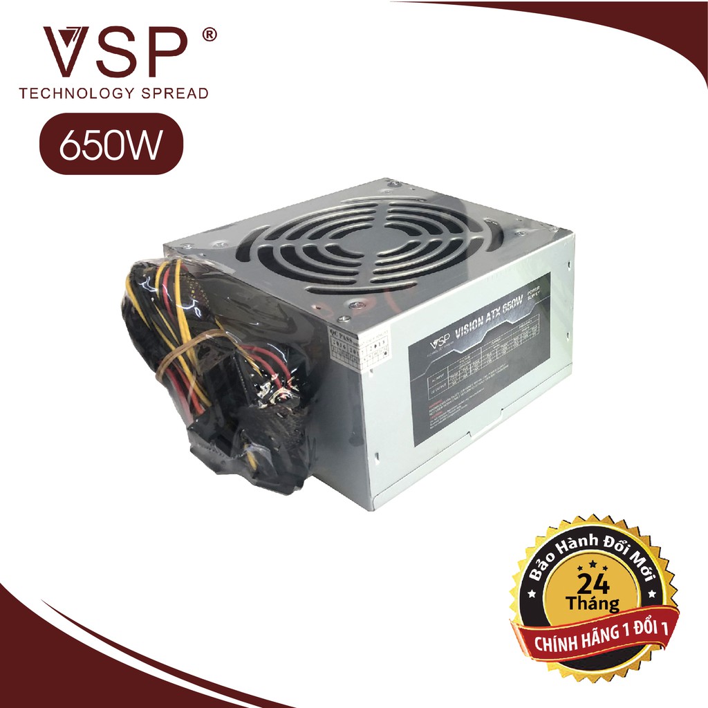 &lt;NEW&gt; [Chính Hãng] Nguồn VSP 650W Full Box - Kèm Dây Nguồn Bảo Hành 24 tháng