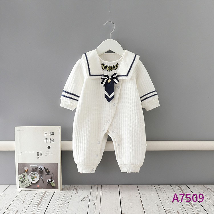 Bộ Áo Liền Quần Tay Dài Vải Cotton Thời Trang Mùa Đông Cho Bé Sơ Sinh