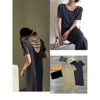 Váy bầu dáng suông đan lưng trẻ trung