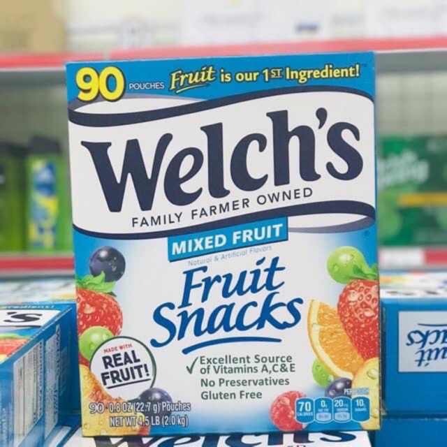 Thùng 90 gói kẹo trái cây Welch's Mỹ- 2 ký date 2023