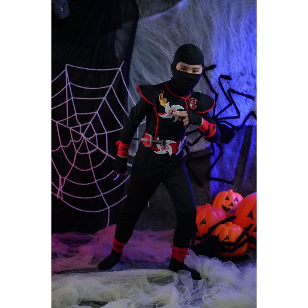 Quần áo trẻ em hoá trang hoạt hình halloween độc lạ Maki Ninja Nhật đầy đủ phụ kiện.HTN221