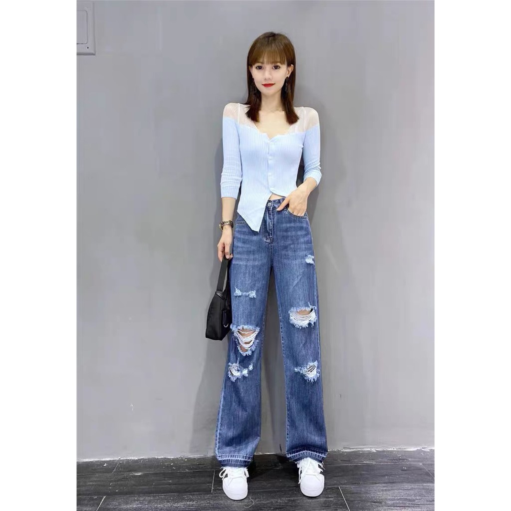Quần jean baggy suông ống rộng rách đẹp BIG SIZE phom rộng to dài cực đẹp 3247 3766