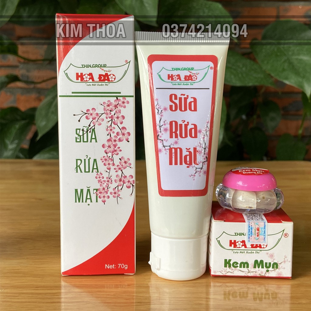 Combo giảm mụn vết thâm Hoa Đào (Kem Mụn Hoa Đào và Sữa Rửa Mặt Hoa Đào)