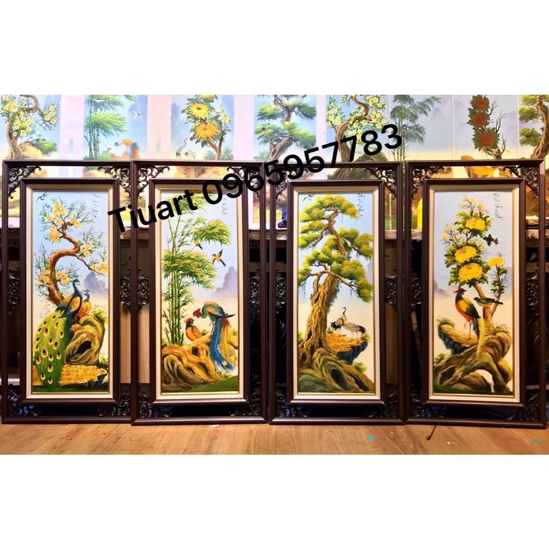 Combo 4 toan vẽ 30x80, 40x80 cho Tranh Sơn dầu Bộ tứ quý