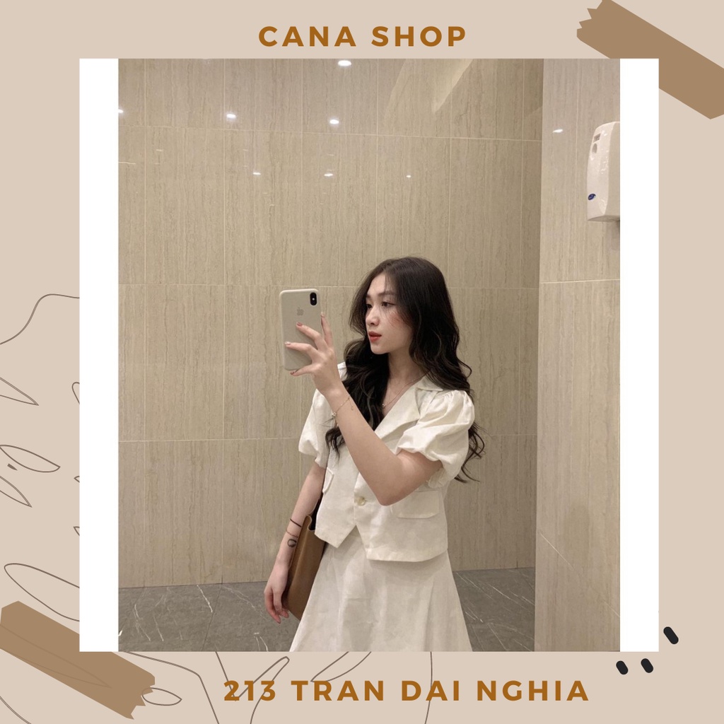 ÁO VEST CROPTOP TAY BỒNG và CHÂN VÁY KÈM LÓT | CANA SHOP