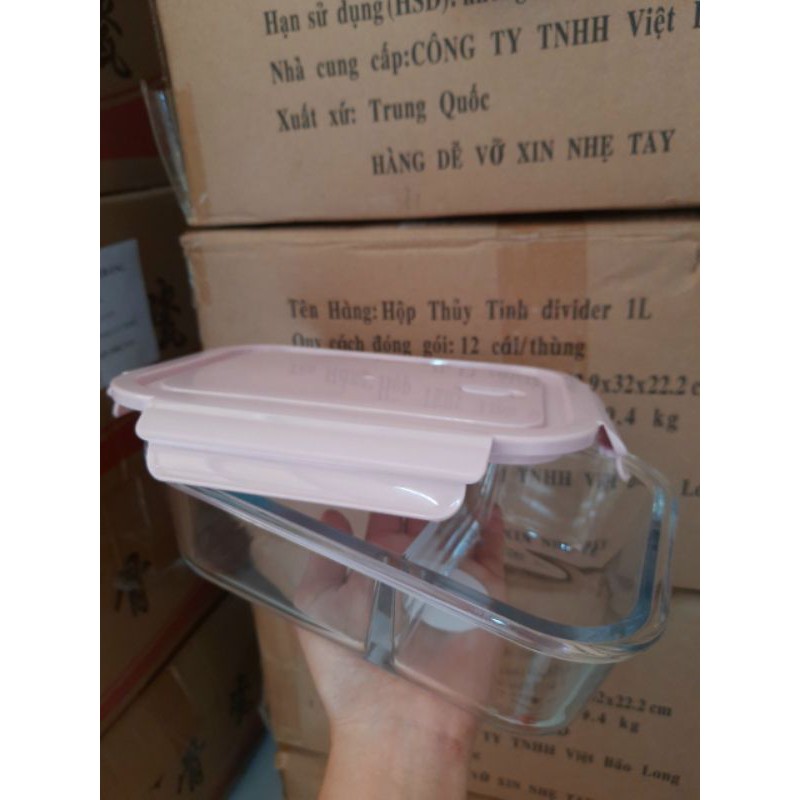 Hộp Thủy Tinh Đựng Thức Ăn 2 Ngăn, Hộp Cơm Văn Phòng Thủy Tinh 1000ml | BigBuy360 - bigbuy360.vn