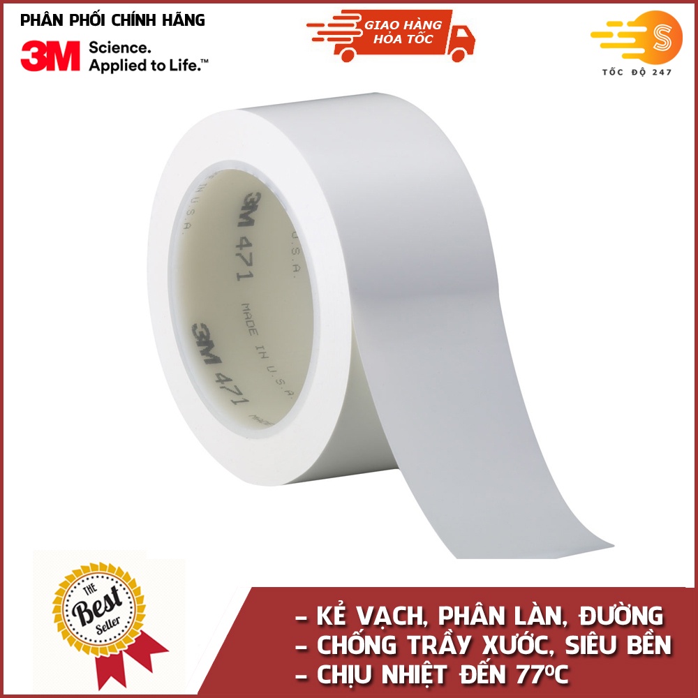 Băng keo dán nền nhiều màu chịu nhiệt, chống trầy xước 50mm x 33m 3M 471