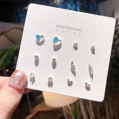 Bộ 6-7 đôi bông tai nữ mạ bạc 925 phong cách Hàn Quốc 2021