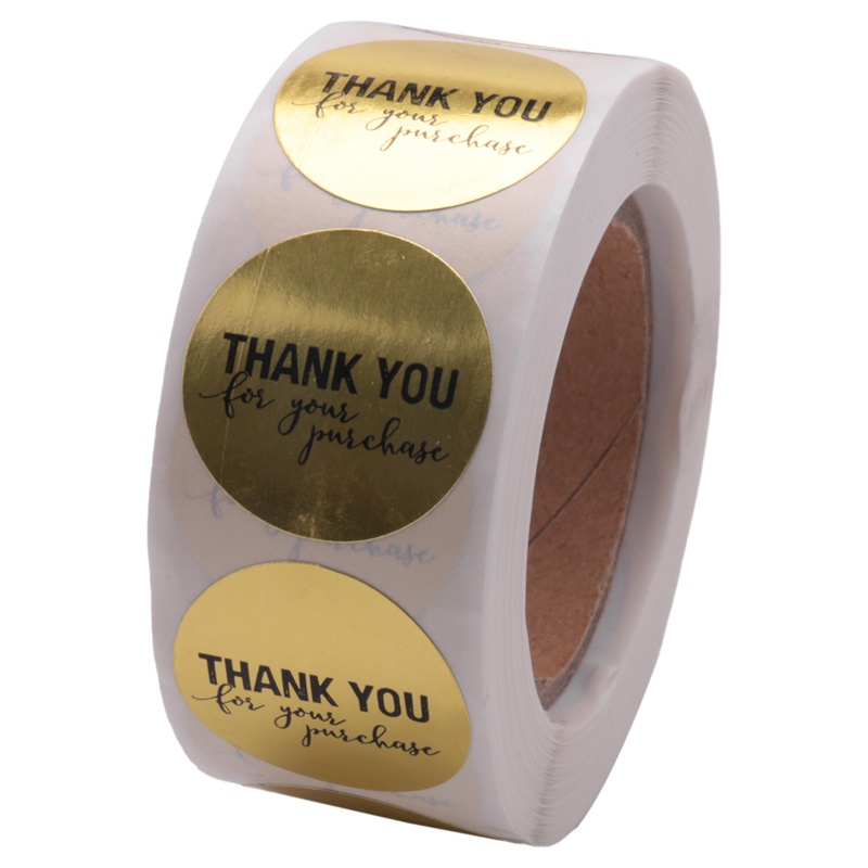Cuộn 500 nhãn dán tròn 1 inch in chữ Thank You For Your Purchase