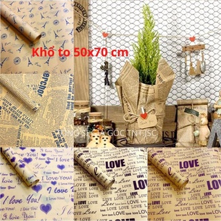 Giấy báo gói quà cỡ lớn bọc hàng bọc quà gói hoa vintage họa tiết tờ báo cũ cổ điển 50x70cm