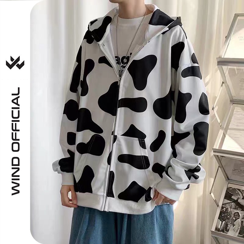 Áo khoác nỉ unisex form rộng cardigan Bò Sữa nam nữ ulzzang Wind