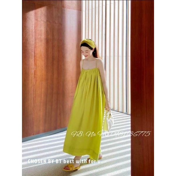 ĐẦM BABYDOLL MAXI XUÔNG XANH BƠ 2S KÈM ẢNH THẬT