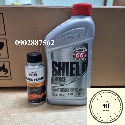 Nhớt xe số cao cấp PHILLIPS 66 SHIELD Choice 10w40 946ml nhập khẩu mỹ (tặng 1 chai súc máy willf1)
