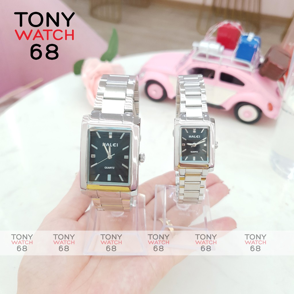 Đồng hồ cặp đôi nam nữ Halei mặt vuông dây kim loại không gỉ chính hãng chống nước tuyệt đối | BigBuy360 - bigbuy360.vn
