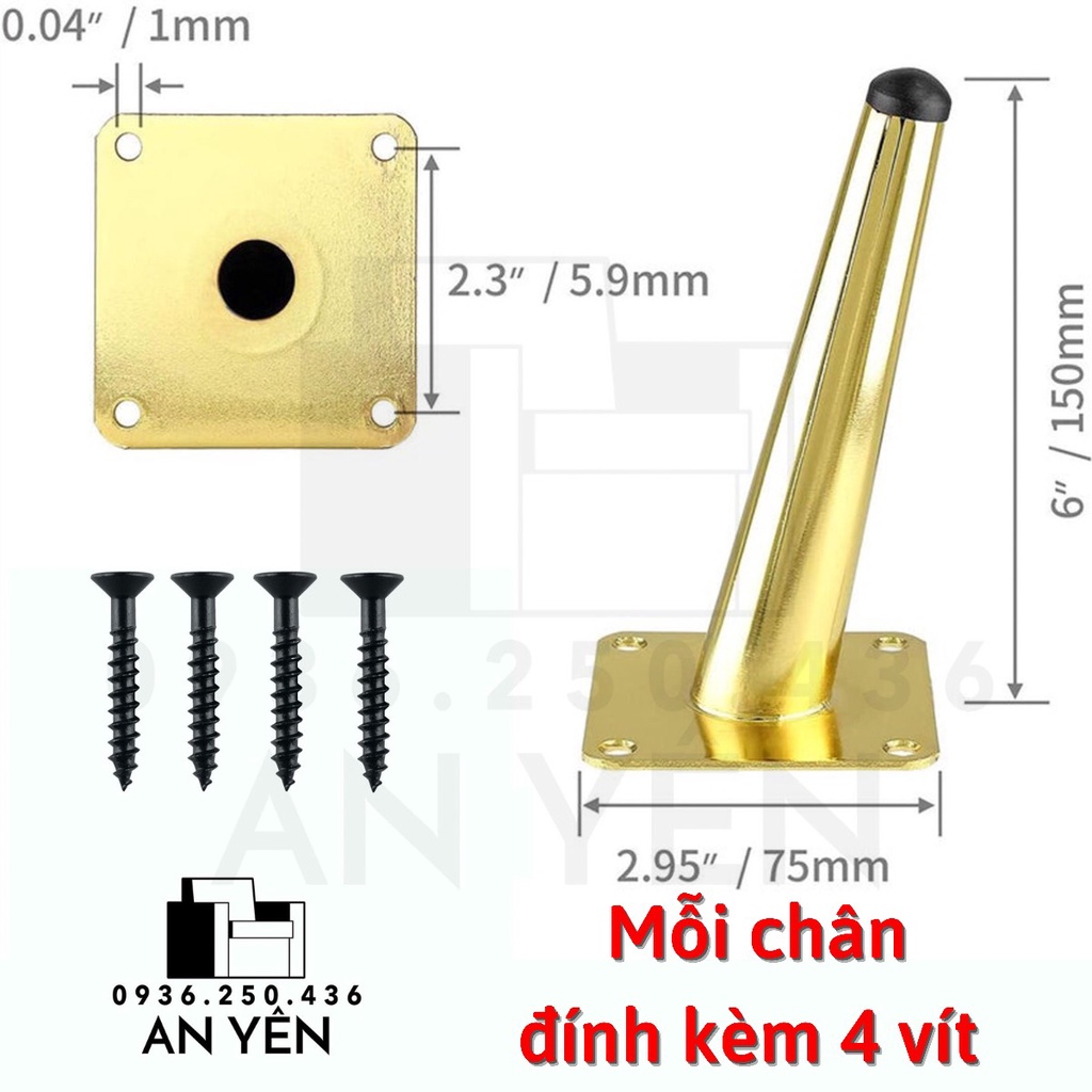 Chân Inox Mạ Vàng 12cm 15cm 20cm Chân Ghế Sofa Ghế Phụ Kiện Sofa Giường Cổ Điển An Yên Nội Thất AYP05