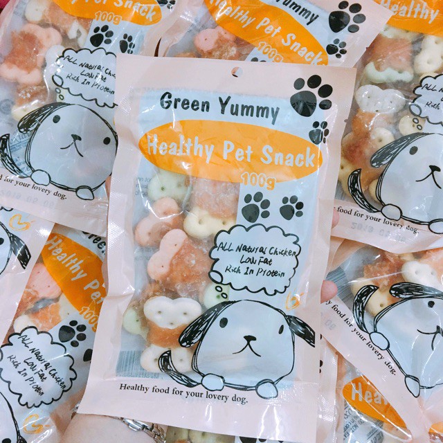 [Mã PET50K giảm Giảm 10% - Tối đa 50K đơn từ 250K] Bánh thưởng Green Yummy cho chó mèo - thơm ngon 100gr