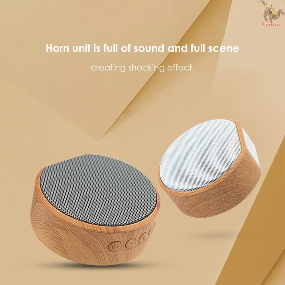 FUN Retro A60 Wood Grain Wire-less BT Speaker Sound Box Support AUX TF Card USB Powered Built In 600mah Rechargeable Batterys Compatible with Android / iOS Mini Portable