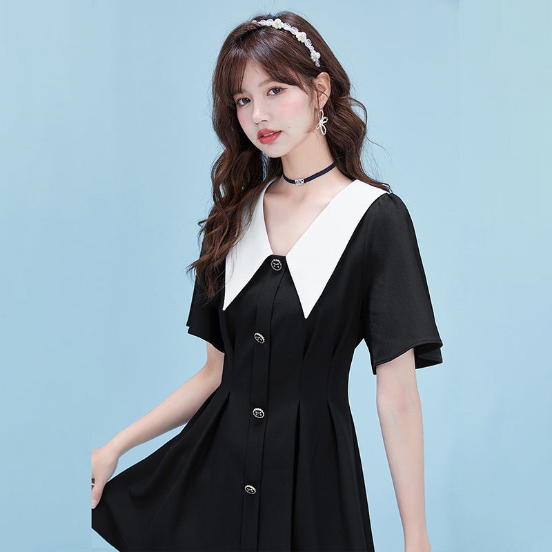 Đầm Dáng Chữ A Cổ Chữ V Form Rộng Phong Cách Pháp