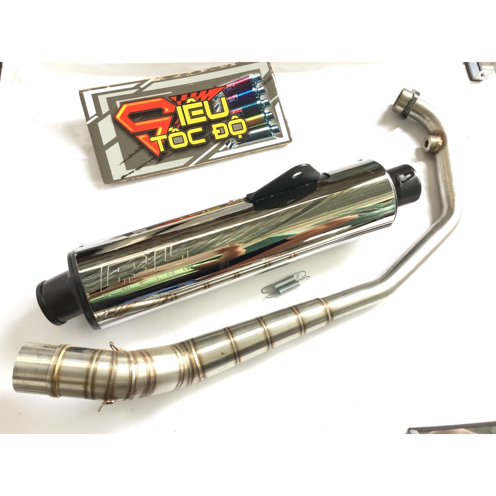 Pô cbr đầu đen full cổ cong 2 khúc inox 304 gắn cho nhiều loại xe