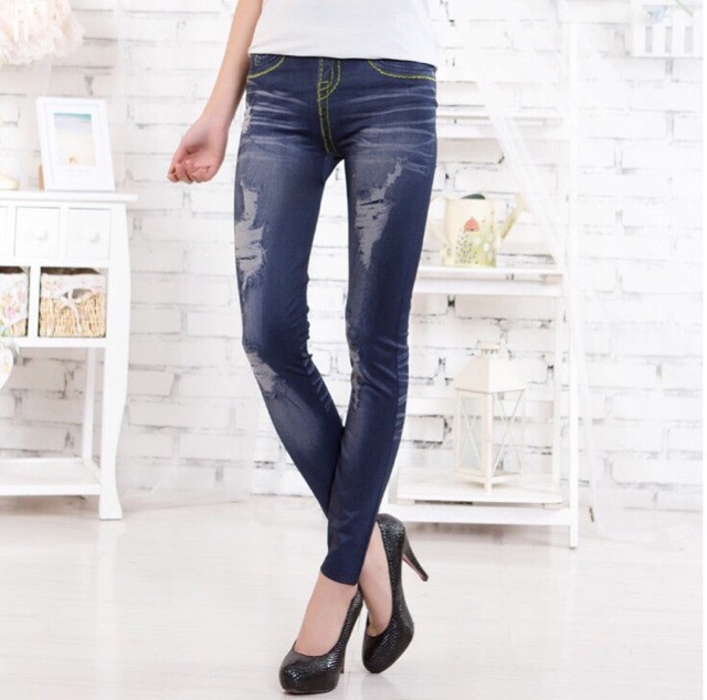 Quần Legging giả Jean rách