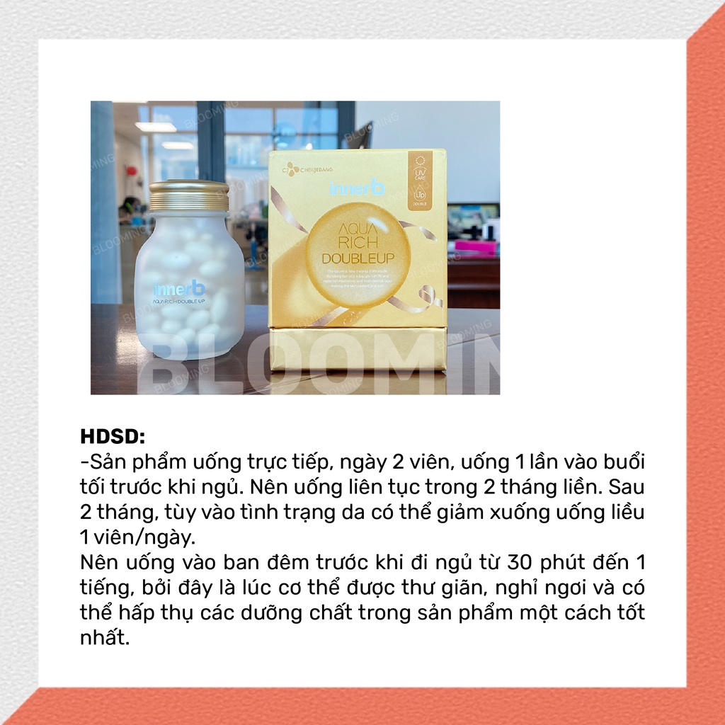 Thực Phẩm Bảo Vệ Sức Khỏe InnerB Aqua Rich Doubleup Cấp Ẩm Hỗ Trợ Sáng Mịn Bảo Vệ Da BLOOMING