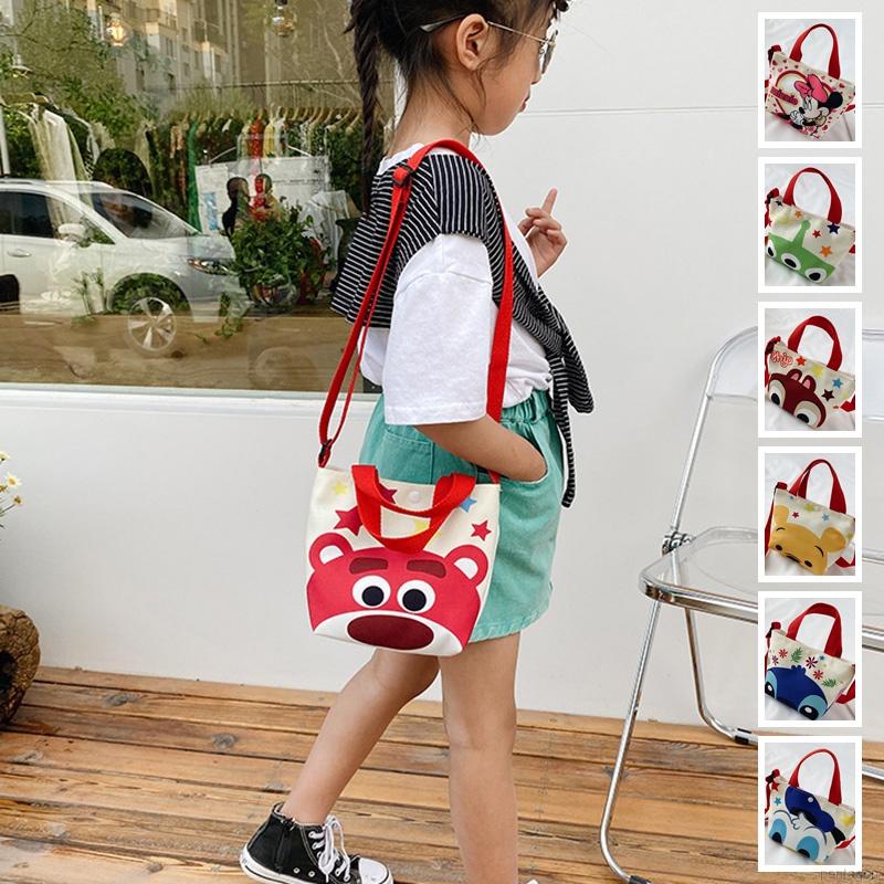 Túi đeo chéo cỡ lớn in hình hoạt hình dễ thương nhiều màu tùy chọn cho bé gái