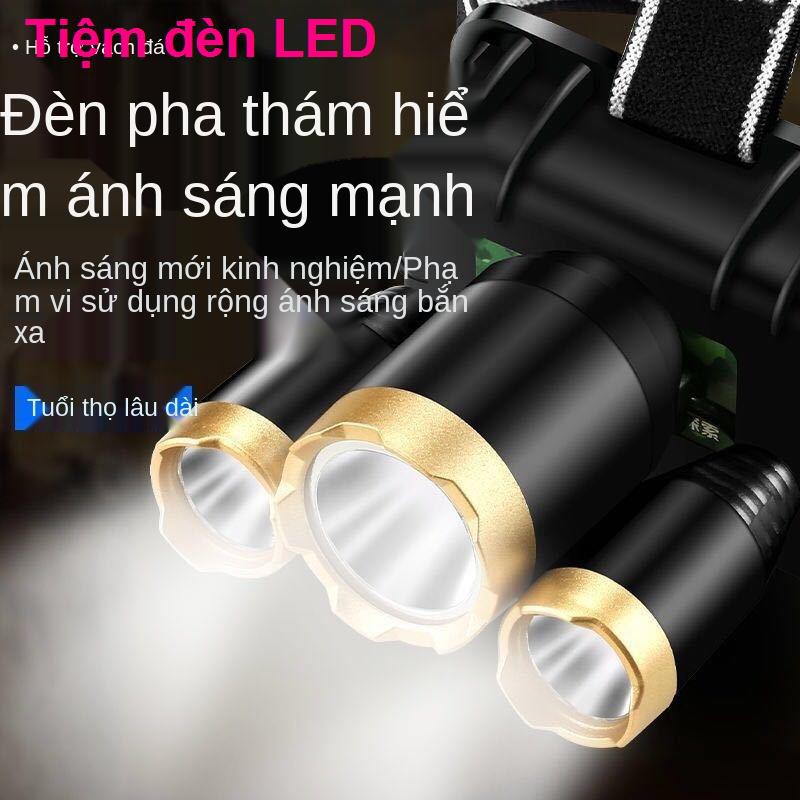 Đèn pha LED chiếu sáng mạnh sạc Super bắn xa gắn đầu 3000 ngọn đuốc câu cá đêm m xenon chống thấm nước 6