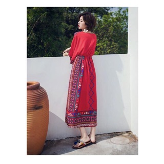 Đầm maxi hoạ tiết bohomian