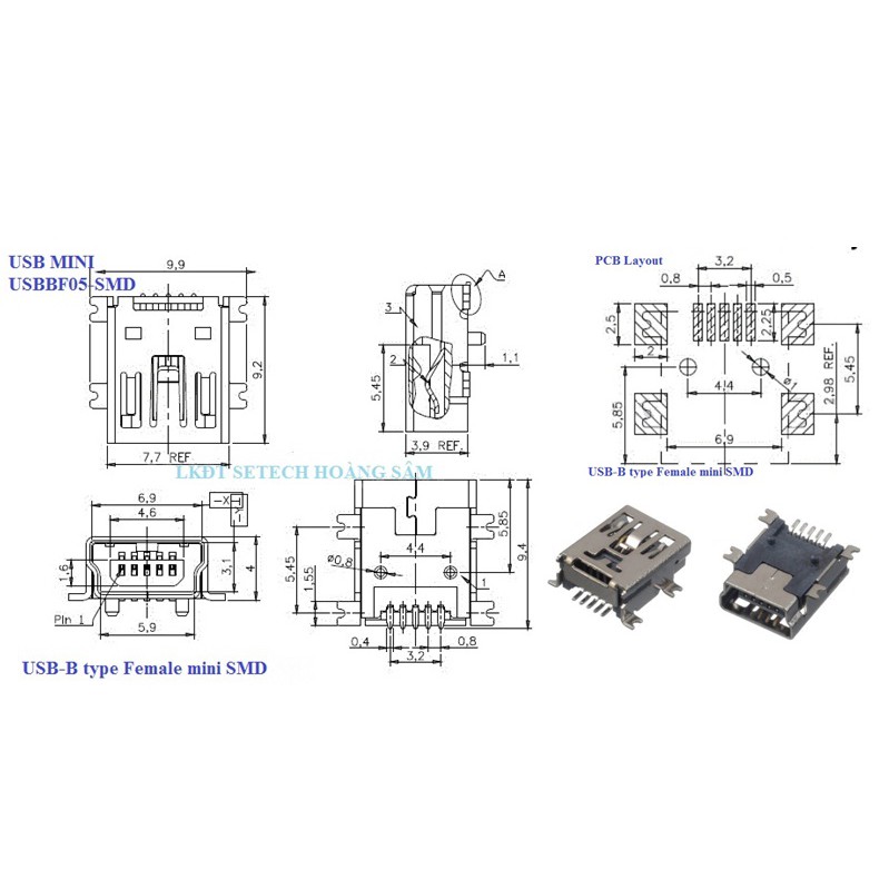 Cổng USB A Type B Type mini USB 1 chiếc